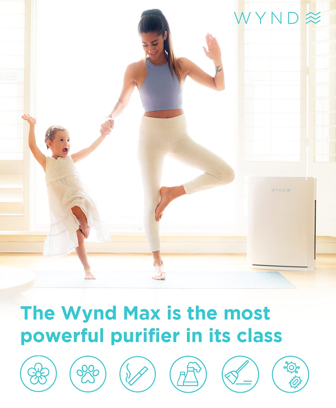 Wynd Max Home Air Purifier (Consumer Version) - App and Alexa Enabled, Smart Purification - HEPA Filter - For Home, Office, Large Spaces - 1200 sqft |