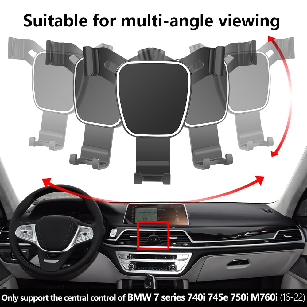 LUNQIN Car Phone Holder for 2016-2022 BMW 7 Series 740i 745e 750i M760i xDrive Auto Accessories Navigation Bracket Interior Decoration Mobile Cell