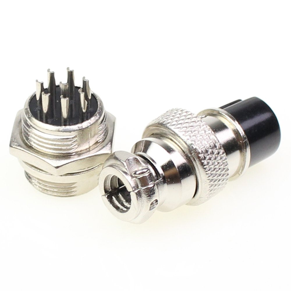 Aviation Plug Connector 10 Pairs Male Female Panel Metal Wire Connector 16mm Socket (8 Pins 10-Pack)