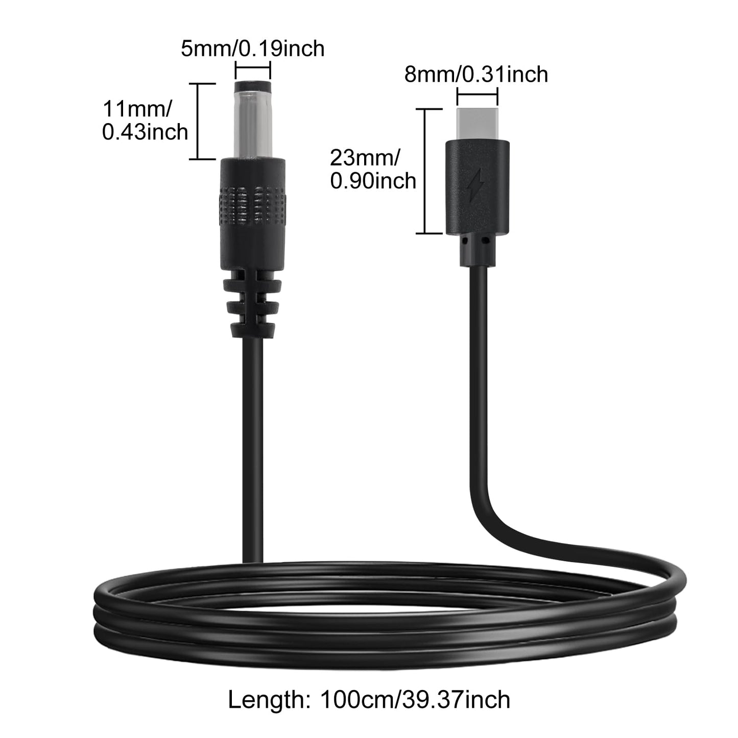 AITRIP 2PCS DC to Type C USB PD12V 5.5x2.5mm (Compatible with 5.5mm x 2.1mm) Power Supply Cable for Wireless Router Laptop LED Strip Speaker CCTV