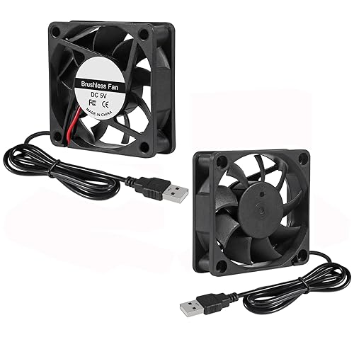DORHEA 2PCS 6010 Brushless Cooling Fan, 60mm x 10mm, USB 5V, Replacement for DIY PC Computer Case Fan