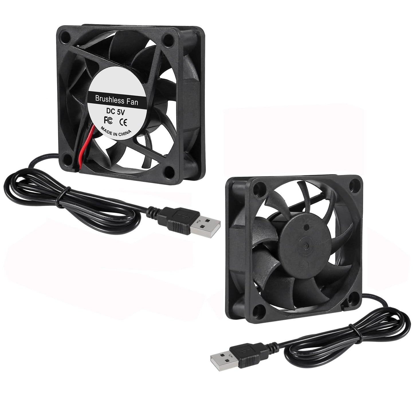 DORHEA 2PCS 6010 Brushless Cooling Fan, 60mm x 10mm, USB 5V, Replacement for DIY PC Computer Case Fan