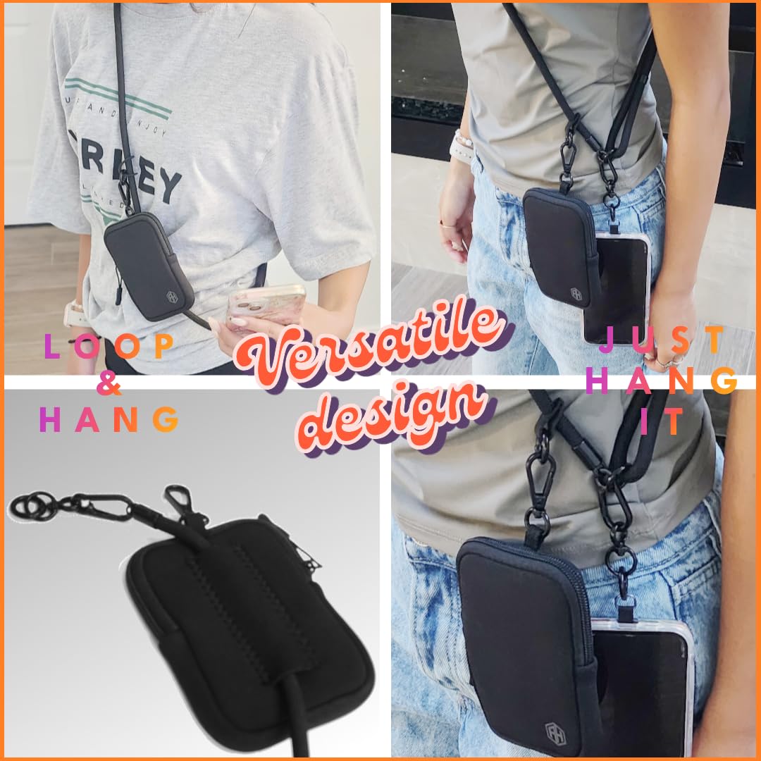 AH Phone Lanyard Crossbody with 2 Phone Tabs, Adjustable Anti Theft Phone Strap for All Phones, Metal Buckles, Skin-Friendly, Universal Cell Phone
