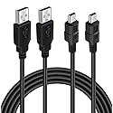 BATSOEASY 10ft Mini USB Cable, 2 Pack 10ft USB 2.0 to Mini B Charger Cable Charging Data Cord Compatible with PS3 Controller, MP3 Player, Digital