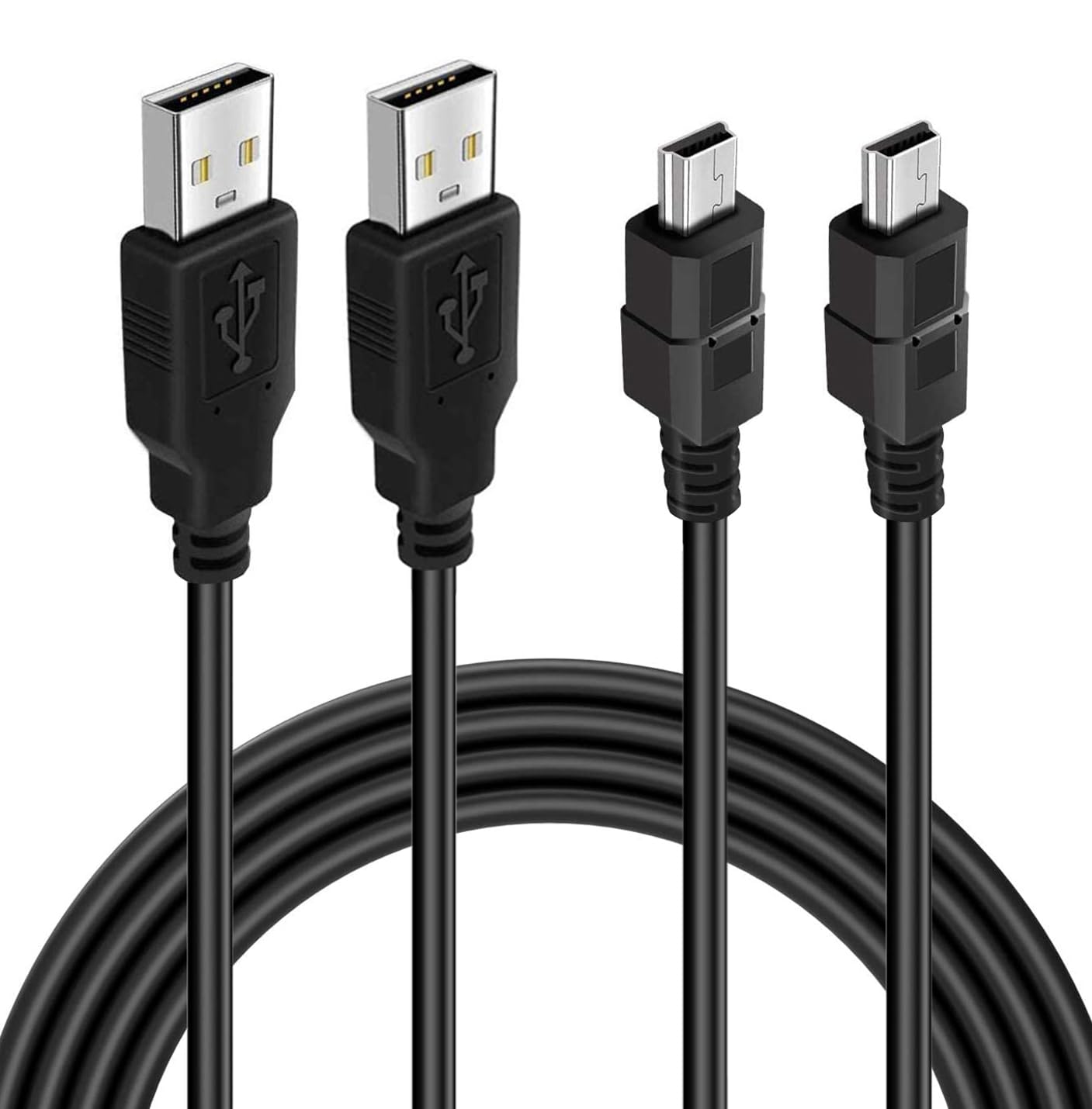 BATSOEASY 10ft Mini USB Cable, 2 Pack 10ft USB 2.0 to Mini B Charger Cable Charging Data Cord Compatible with PS3 Controller, MP3 Player, Digital