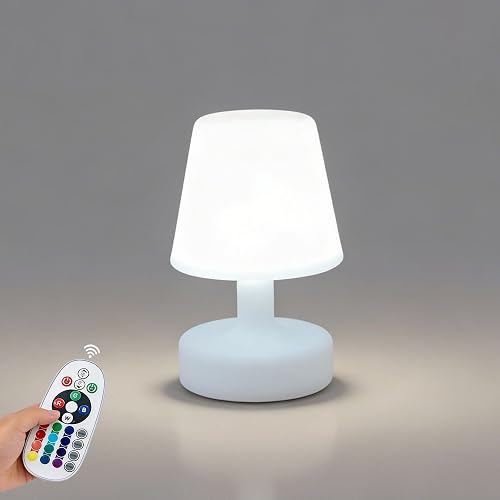 MIUWLXT Outdoor Patio LED Table Lamp,Waterproof Dimmable Color Changing RGB Table Light with Remote Control, Ambient Lighting for Living Room Patio