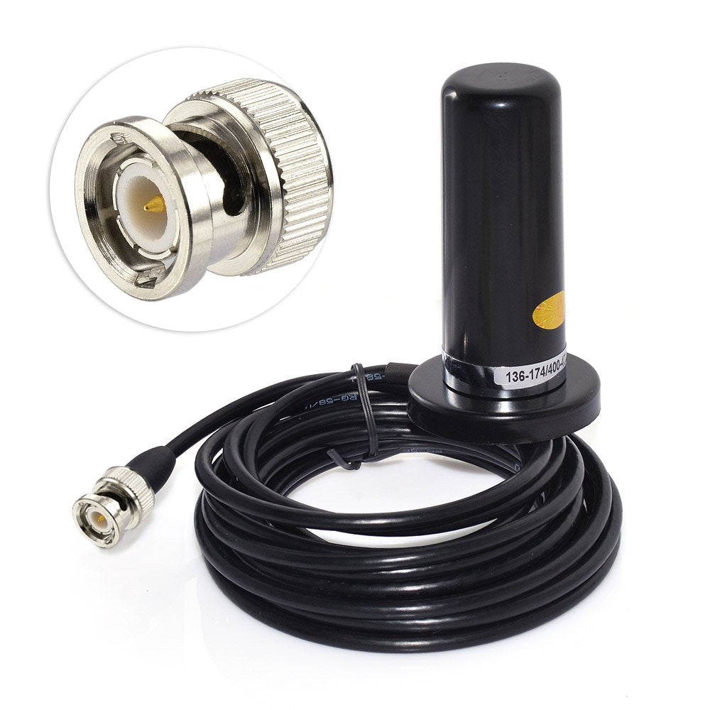 wlaniot Vehicle/Car Mobile Dual Band Antenna BNC Male Connector Magnetic Base Mount 5M RG58 Cable for BC125AT Scanner
