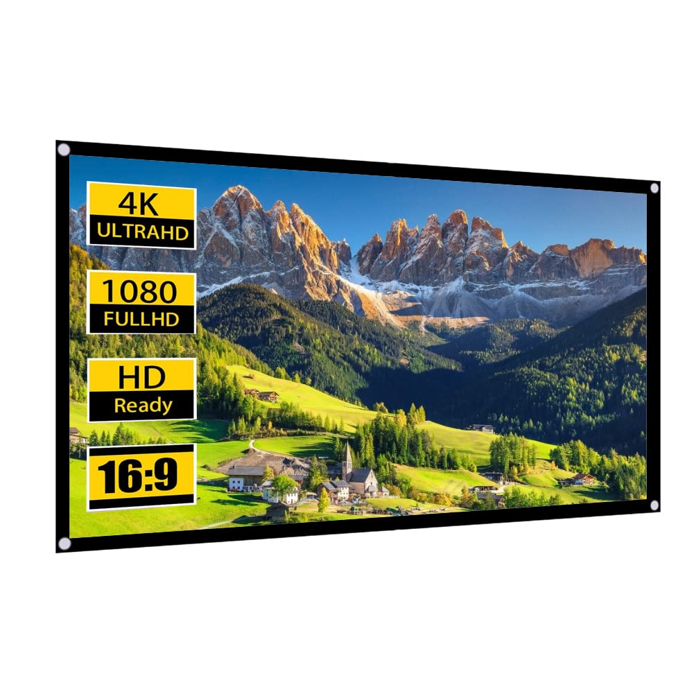 60" Projector Screen, 60inch Small 16:9 HD Foldable Anti-Crease Video Projection Screen, Portable 4:3 Outdoor Indoor Home Theater Projector Curtain