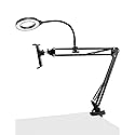 QWORK Overhead Camera Mount, Phone Mount with Ring Light, Flexible Articulating Phone Arm Stand, Phone Holder Stand, Phones Mount Clamp on Desk,