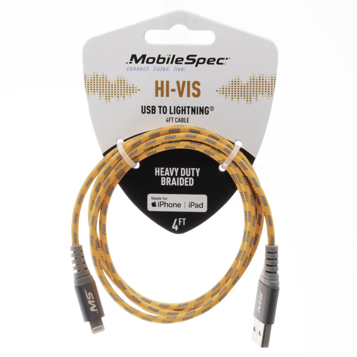 MobileSpec MBSHV0423 Hi-Visibility 4 Foot Lightning(R) to USB-A Cable - Orange
