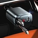Retractable Car Charger 4 in 1, Car Charger USB C Fast Charge 84W Cigarette Lighter USB Charger, Travel Essentials Car Accessories Gifts for Men Women