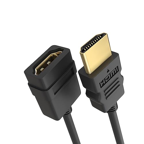 Cmple - HDMI Extension Cable 1.5 ft Male to Female HDMI Adapter Cord 4K@60Hz 2150p 1080p 3D Audio/Video Extender Compatible with Laptop, Gaming PC
