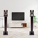 Hteedy 35.4" Speaker Stand 23.9lb Rosewood Wood Grain Column 35.4 in Height Home Theater Bookshelf -1 Pair