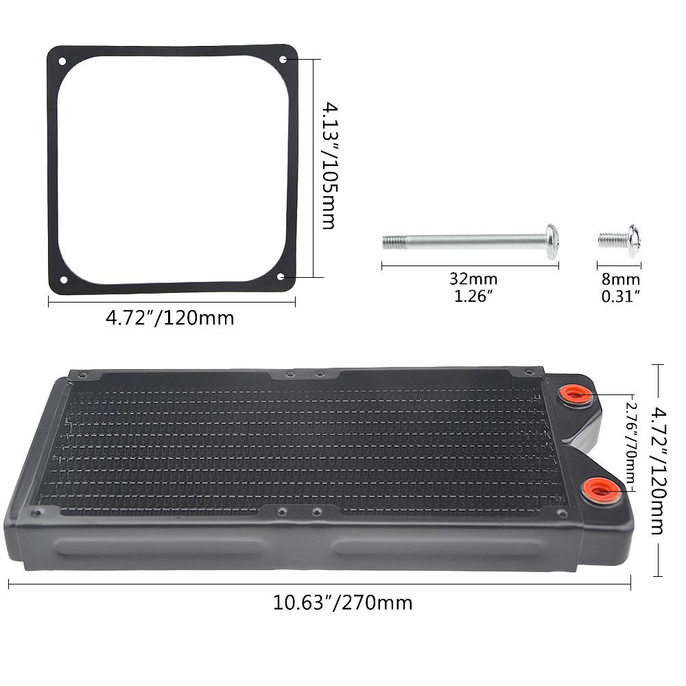 BXQINLENX 240 Pure Copper 12 Pipe Heat Exchanger Radiator for Computer PC CPU CO2 Laser Water Cool System