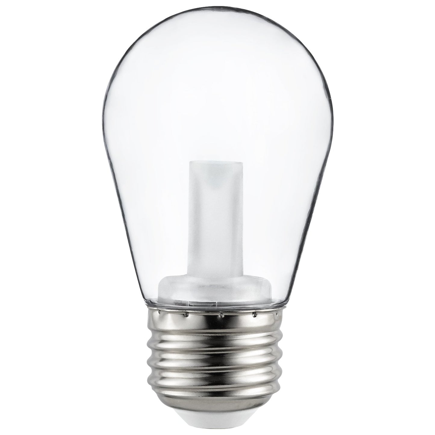Sunlite LED S14 String Light Bulb, 1 Watt (10W Equivalent), 50 Lumens, Medium Base (E26), Non-Dimmable, ETL Listed, 2700K Soft White, Clear, 1 Count