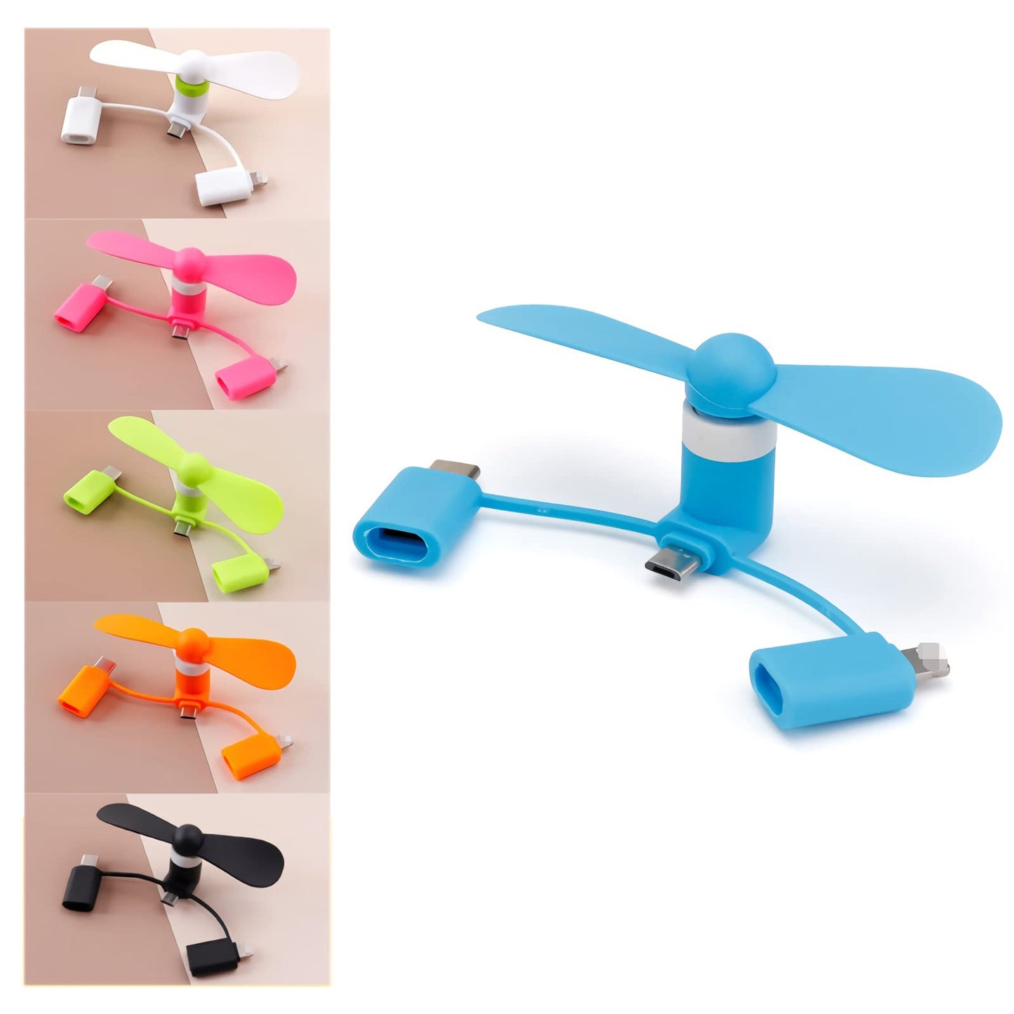 MIMIRACLE Mini Cellphone Fan 3-in-1 Portable Mobile Phone Fan Compatible with iPhone, Compatible with Android Smartphone, Cell Phone Summer