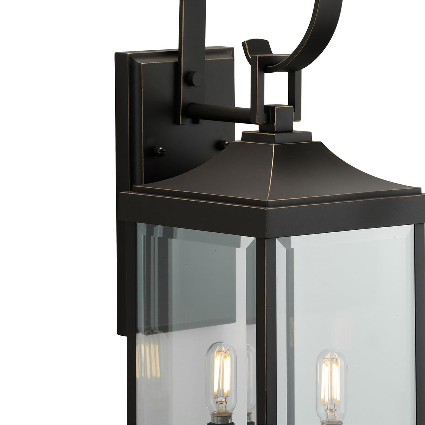 Gibbes Street Collection 2-Light Clear Beveled Glass New Traditional Outdoor Medium Wall Lantern Light Antique Bronze