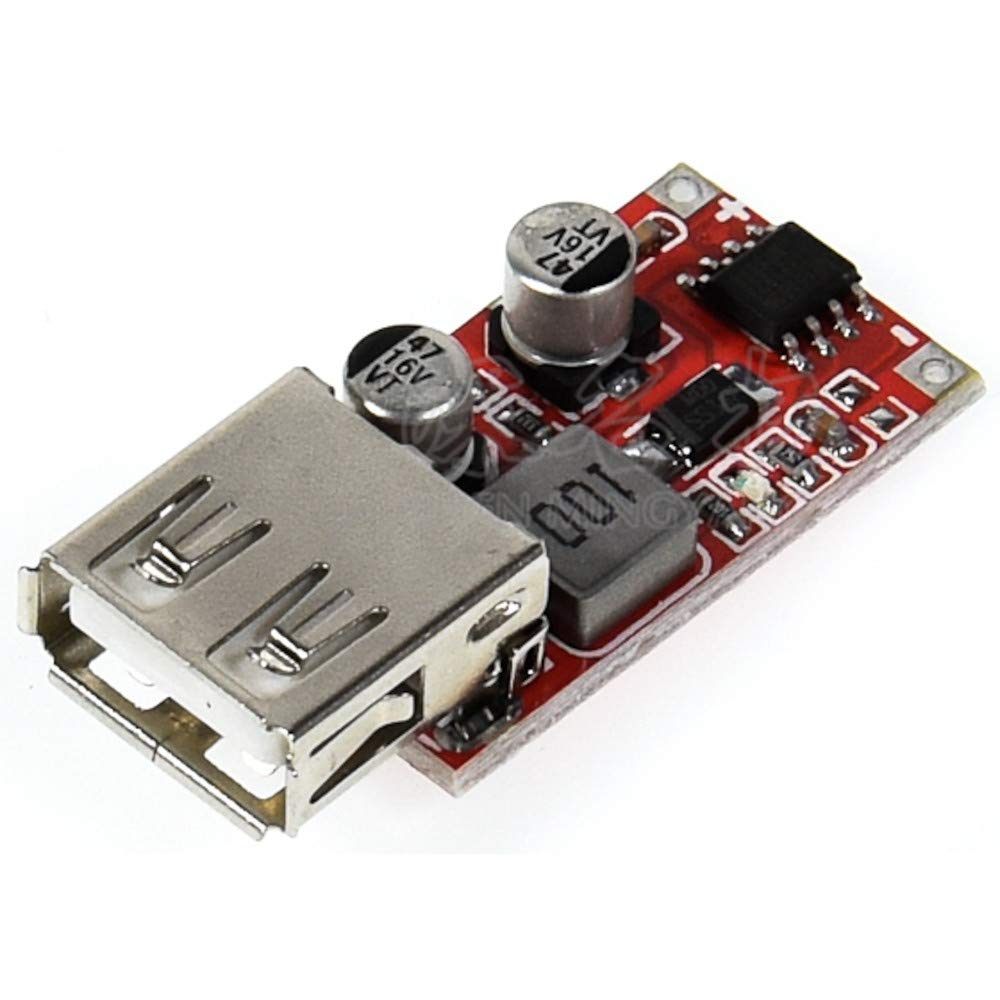 (5 Pack) JacobsParts 5pcs 15W USB 5V 3A DC Buck Voltage Step-Down Module 9V 12V 24V Input DIY Car Charger