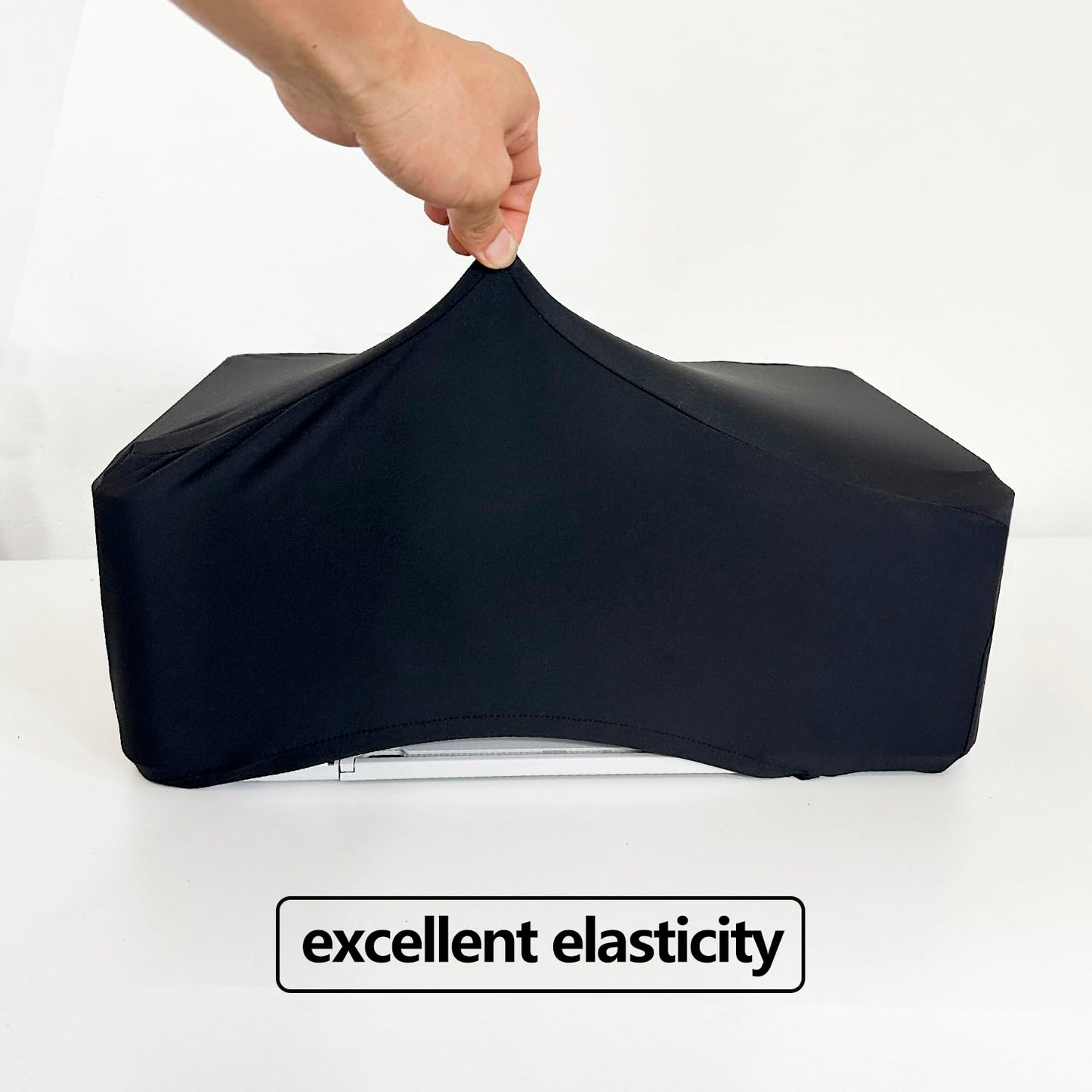 COCOBOW Universal Elastic Waterproof Printer Dust Cover - Minimalist Black Stretch Fabric Protector with Drawstring Closure & Metal Buckle for Most