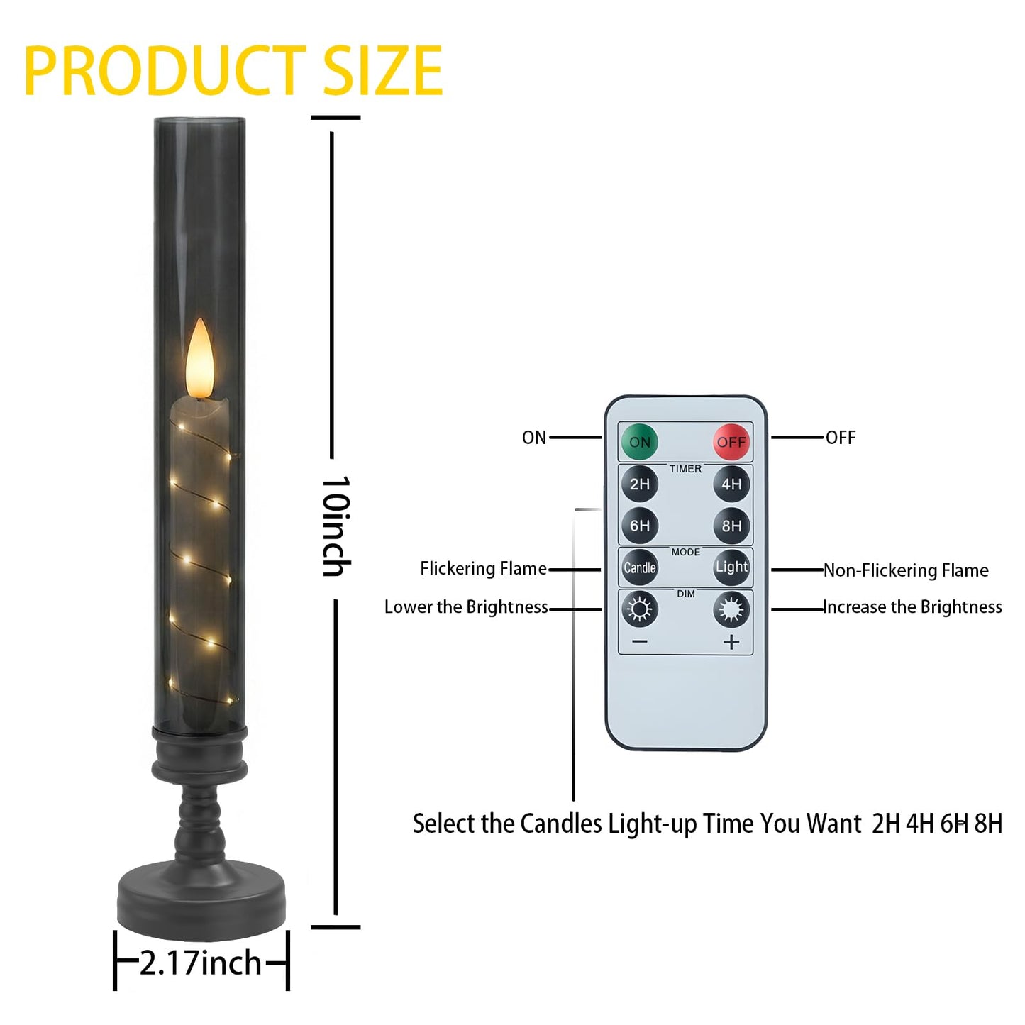 Prerish 6PCS Flameless Candles with Timer, Flickering Fake Electric LED Candles for Romantic Ambiance, Battery Operated Candles, Centerpiece Table