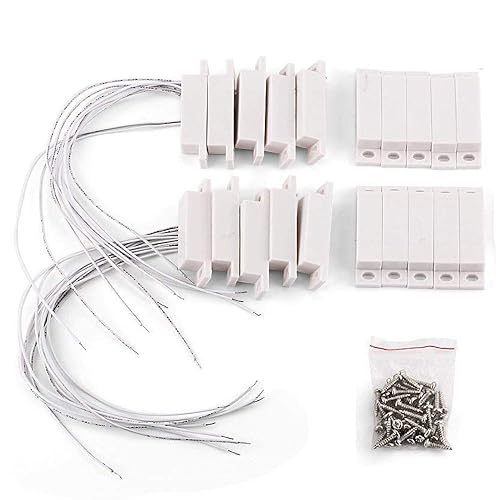 Gufastore 10pcs Surface Mount Alarm 10W 100V 0.5A in Max Magnetic Contact Ideal for Door Window Security with Lead Wire and 3M Adhesive Paper