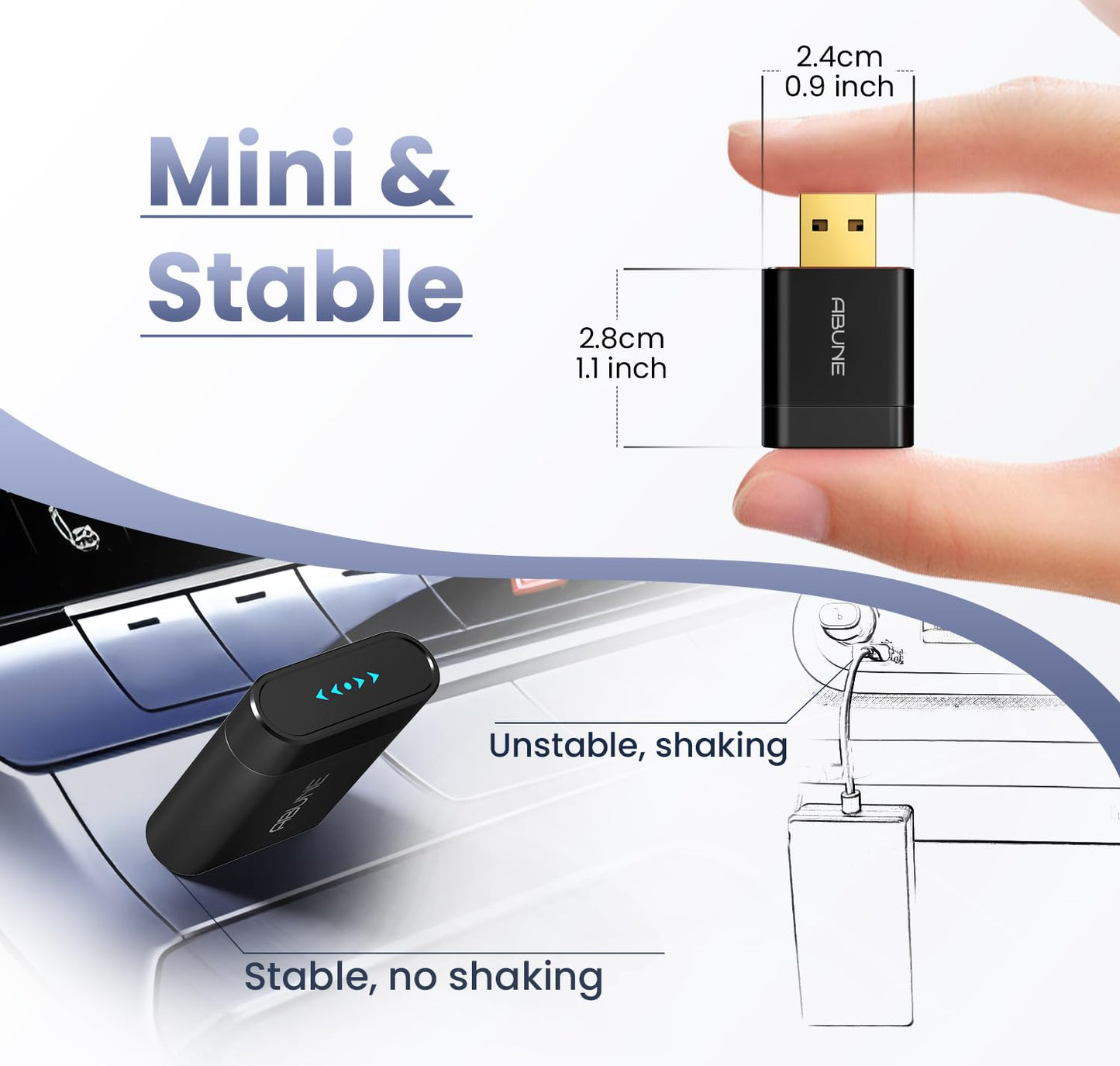 Mini Wireless CarPlay Adapter for iPhone, 2 in 1 CarPlay and Android Auto Adapter, Wired to Wireless, Plug & Play, Seamless Car Connectivity, Compact