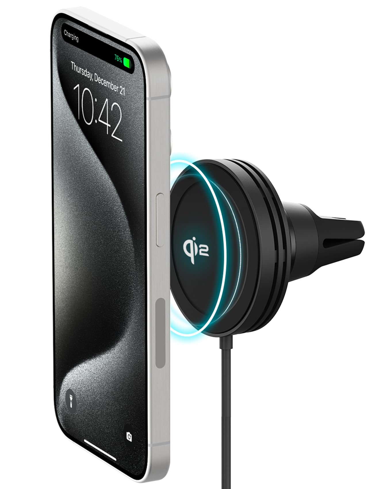 iOttie Velox Qi2 Mini Wireless Charging Car Mount - MagSafe Compatible Air Vent Phone Mount with 15W Charging for Qi2-enabled Smartphones Including