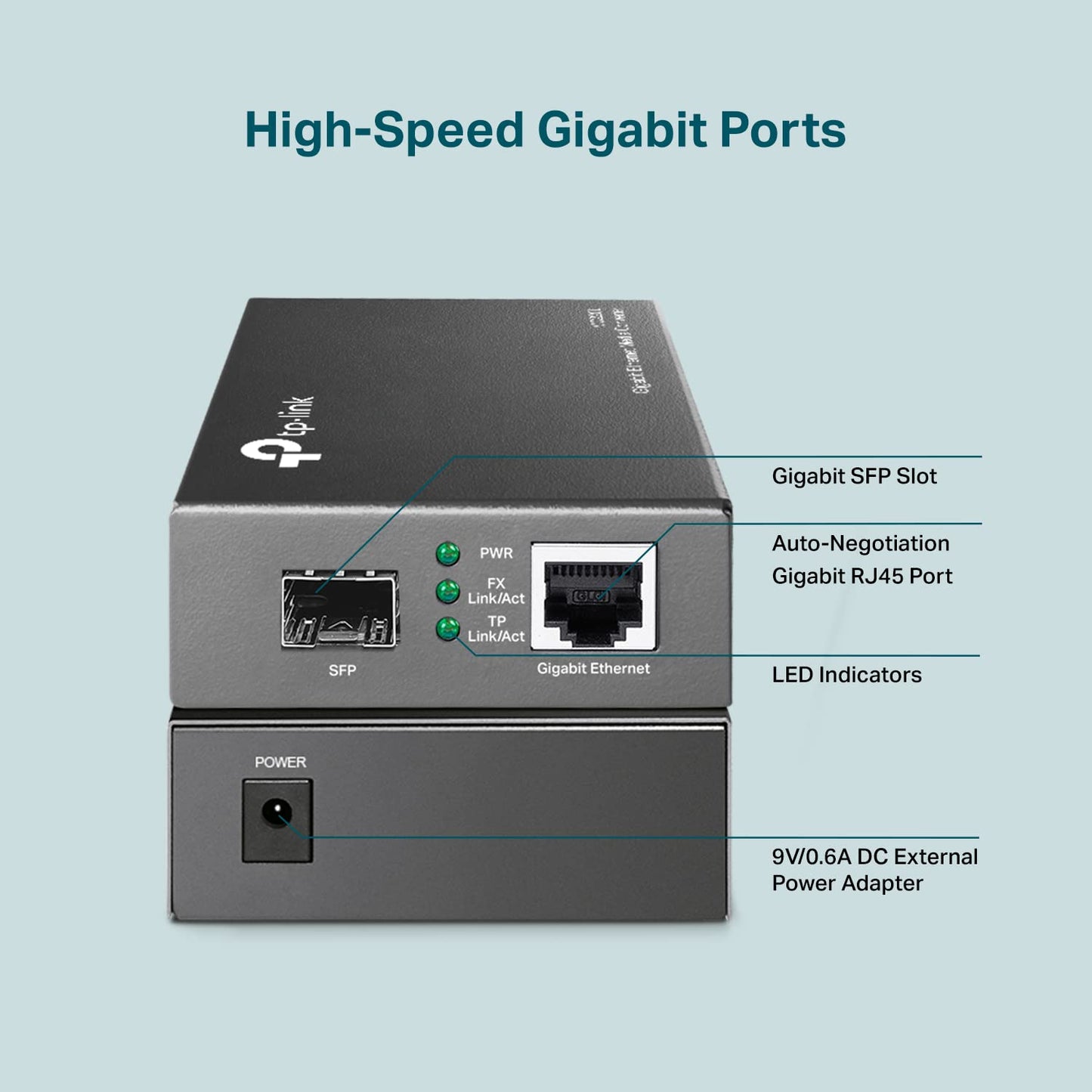 TP-Link MC220L | Gigabit SFP to RJ45 Fiber Media Converter | Fiber to Ethernet Converter | Plug and Play | Durable Metal Casing | Versatile