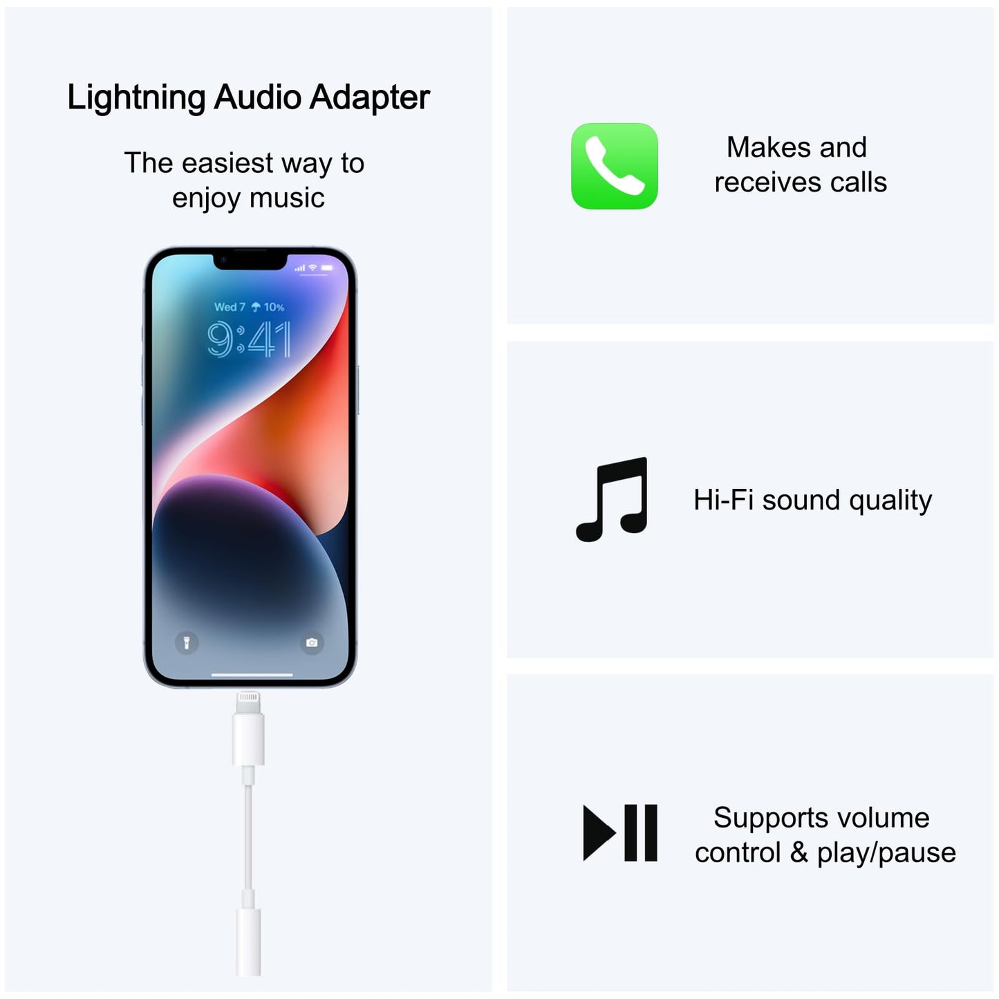Lightning to 3.5mm Headphone Adapter for iPhone - 2 Pack Hi-Fi iPhone Aux Adapter Converter Jack Dongle Audio Cord for Apple iPhone 14 13 12 11 X XS