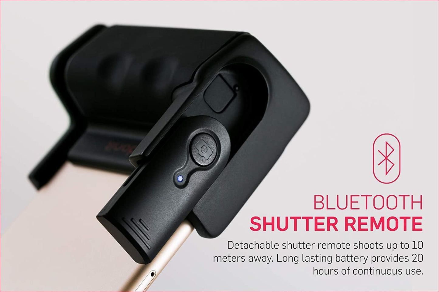 Adonit Photogrip (Black) Shutter Remote Bluetooth Selfies Included Tripod, Travel Case, Mini Stylus. Smartphone HandGrip Camera Stable Shots