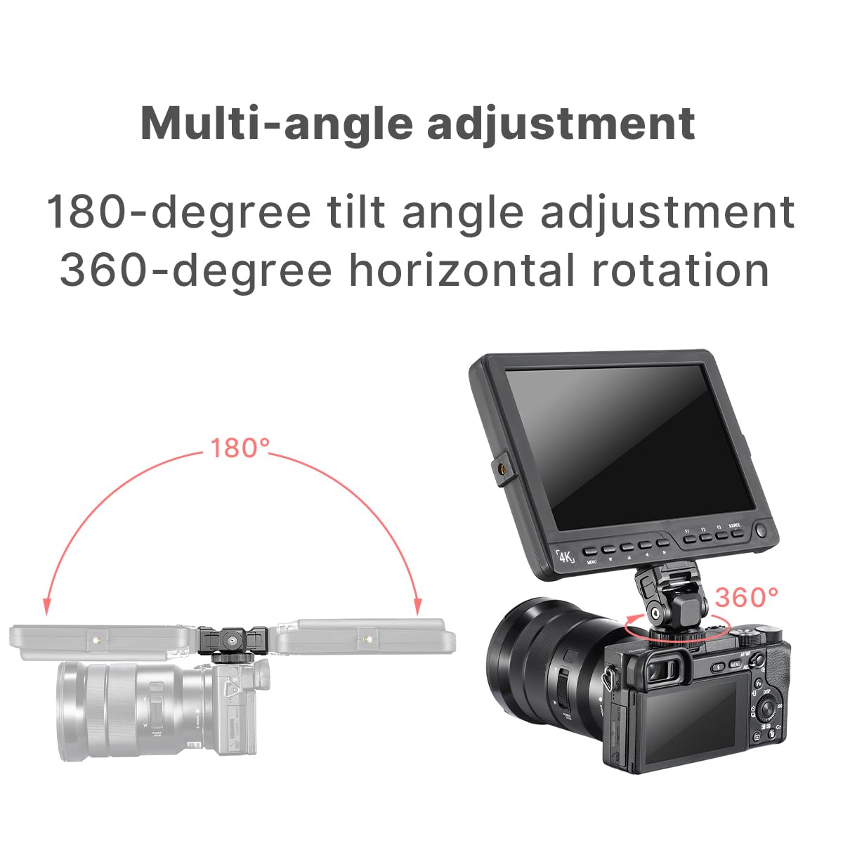 HAFOKO Adjustable Angle Monitor Mount with Quick Release 1/4" Screw Compatible for Universal 5"/7" Camera Monitor?Loading Capacity 1.2kg