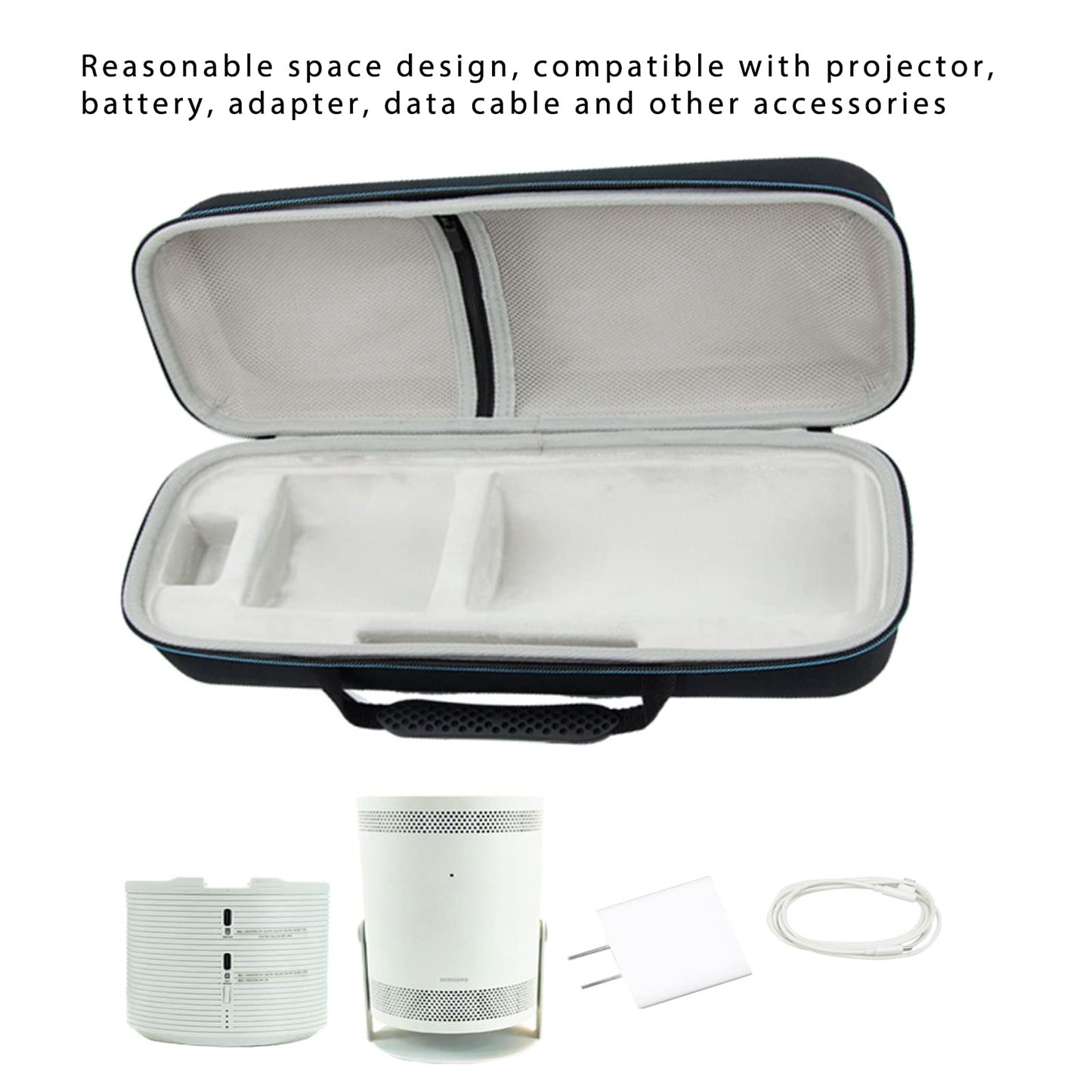 Case for Samsung The Freestyle Projector & Battery Base All Accessories Storage, Compatible with 30” - 100” The Freestyle 2nd Gen EVA Hard Bag