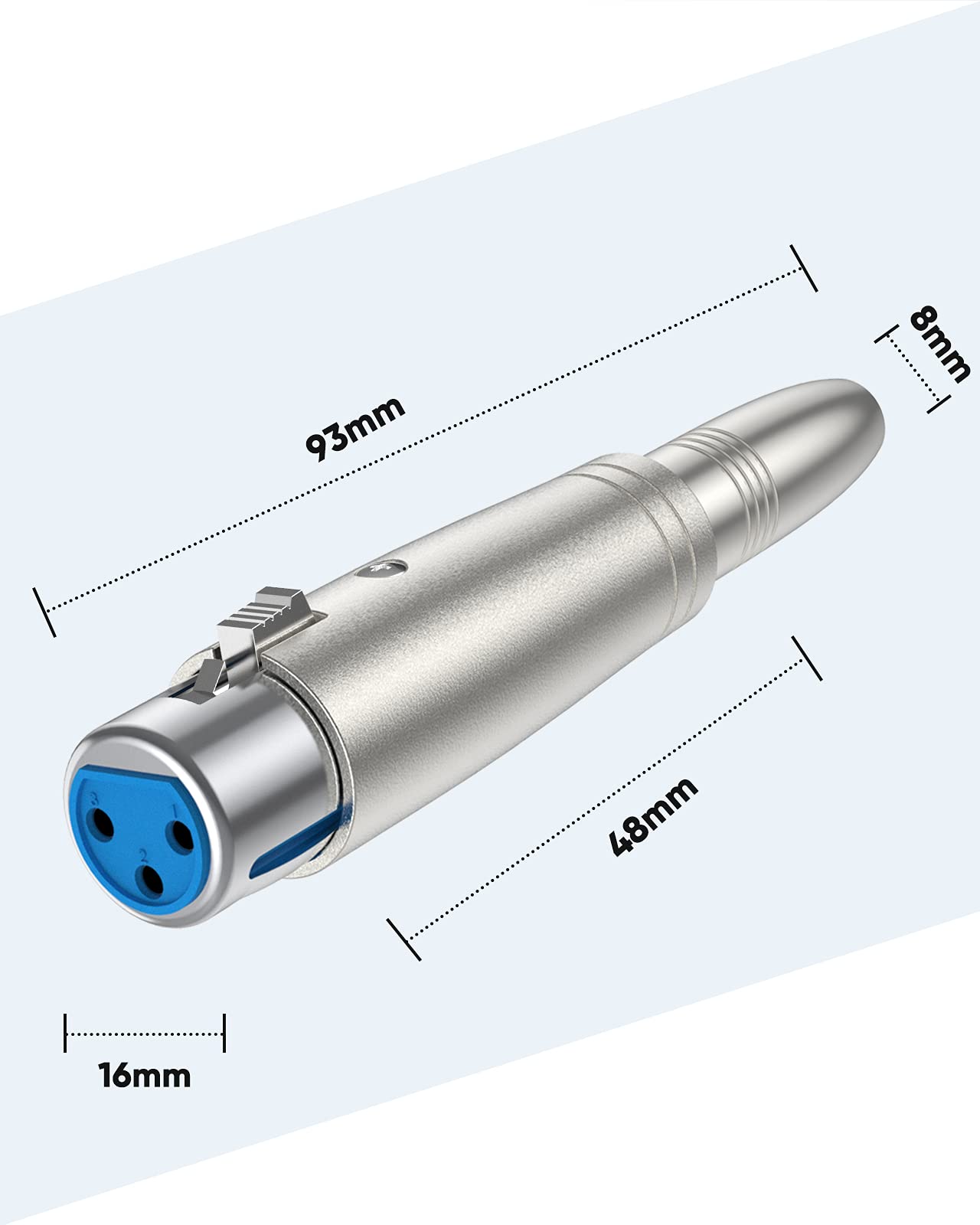 CableCreation XLR 3 Pin Female to 1/4" 6.35mm Female Socket Audio Adapter 1/4 Inch TRS to XLR, Silver