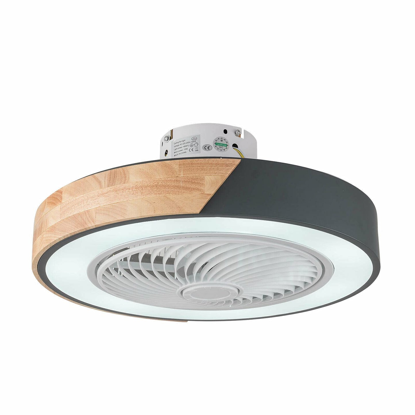 Ceiling Fan with Light and Remote Control, 22 Inch Modern LED Semi Flush Mount Light Fandelier, Mixed Wood Design,3 Lights Colors 3 Speeds,Enclosed