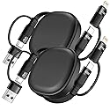 Multi Charging Cable, 2Pack 5 in 1 Retractable Lightning Charger Cable 60W USB C to USB C Fast Charging,Multiple USBC Cord Multi Car Charger