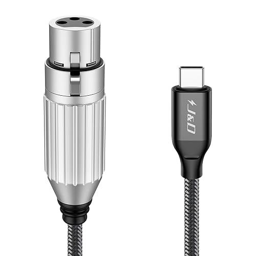 J&D USB C to XLR Microphone Audio Cable, Braided USB C to XLR Female Microphone Cable for Audio Recording, Dynamic Microphone, Compatible for iPhone