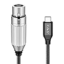 J&D USB C to XLR Microphone Audio Cable, Braided USB C to XLR Female Microphone Cable for Audio Recording, Dynamic Microphone, Compatible for iPhone