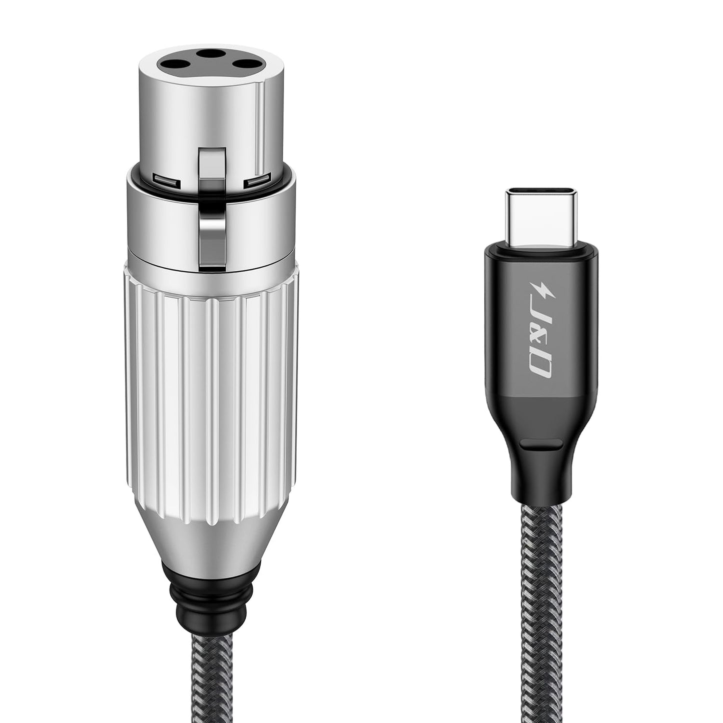 J&D USB C to XLR Microphone Audio Cable, Braided USB C to XLR Female Microphone Cable for Audio Recording, Dynamic Microphone, Compatible for iPhone