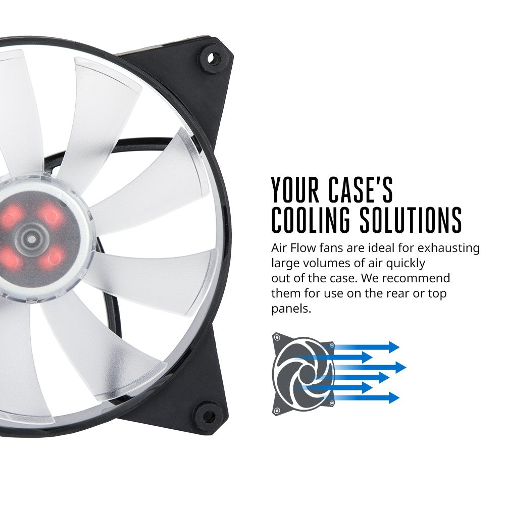Cooler Master MasterFan Pro 140 Air Flow RGB- 140mm High Air Flow RGB Case Fan, 3 In 1 with RGB LED Controller, Computer Cases CPU Coolers