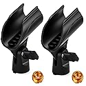 2 Pcs Universal Microphone Clip, Adjustable Mic Clip Holder for Mic Stand, Come with 5/8" Male to 3/8" Female Screw Adapter