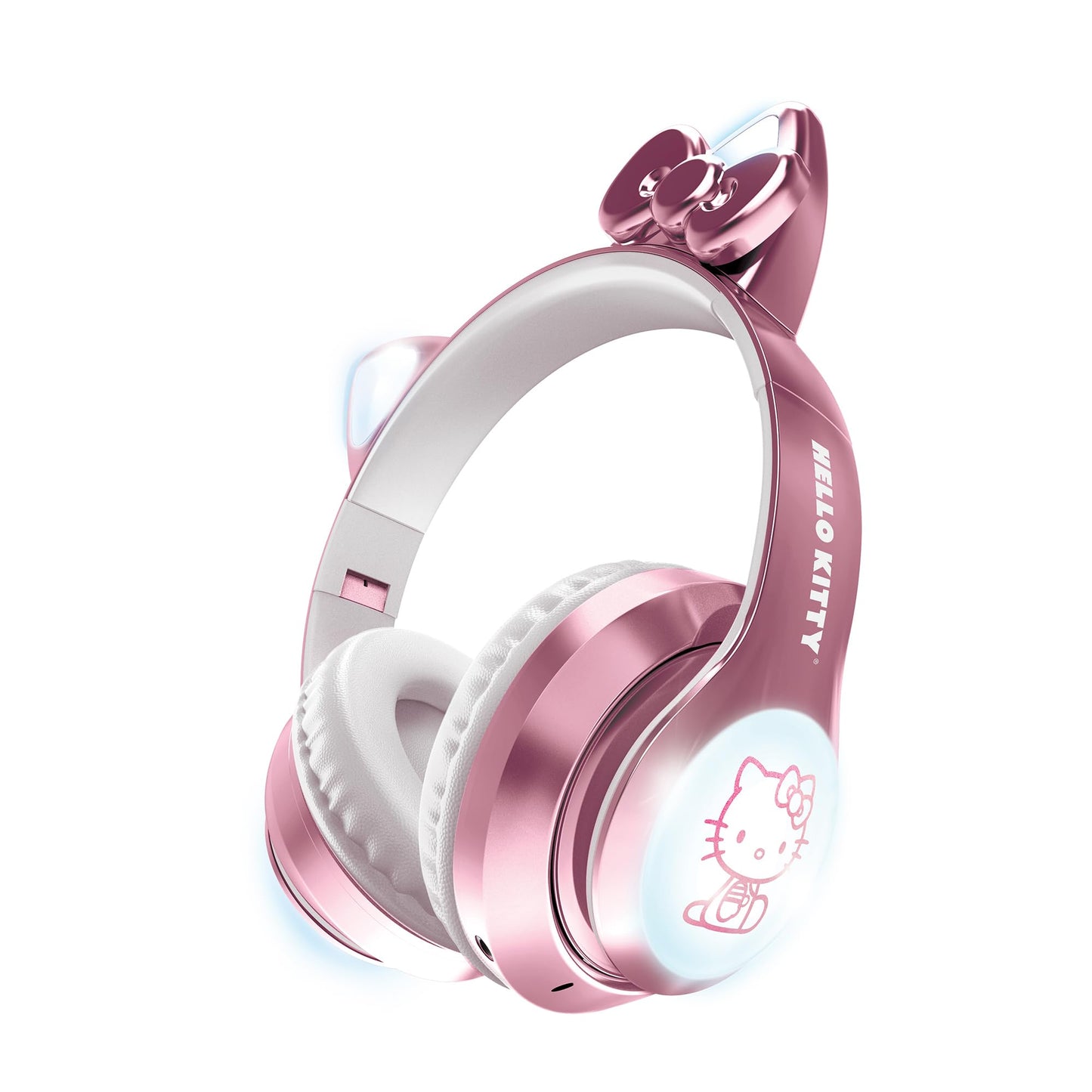 Hello Kitty Wireless Light Up Headphones - Foldable Design, Built-in Microphone, Multicolored Lights, Bluetooth 5.3, Long Battery Life, and Superior