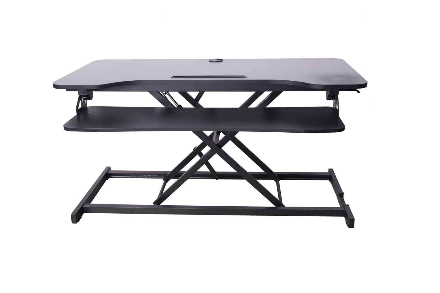 Rocelco 43" Height Adjustable Standing Desk Converter - Tall Sit Stand Up Tabletop Riser with Tablet Slot - Home Office Computer Workstation - Deep