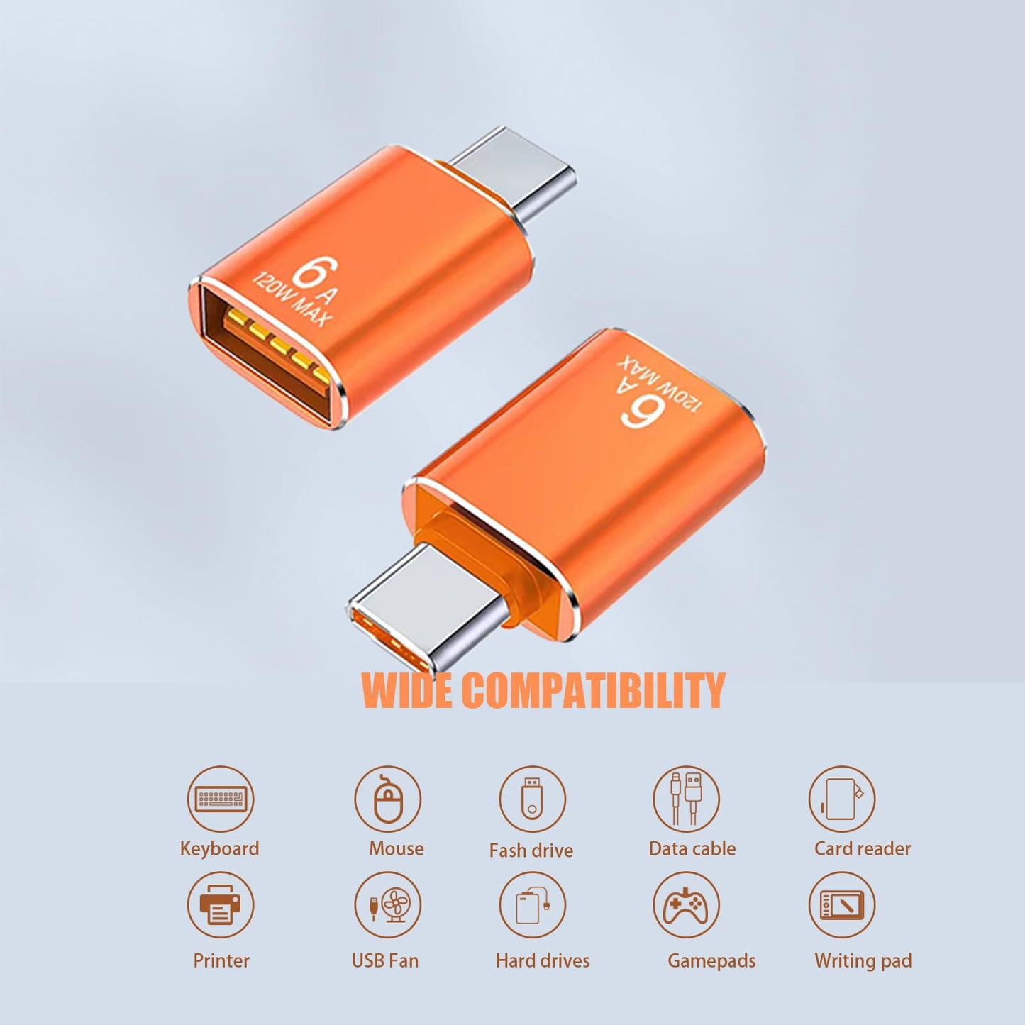 POHFP 【120W /10Gbps】 C Male to USB Female Adapter, 10Pack USB3.1 C to USB Adapter, Compatible with Smartphone/PC/Laptop/Tablet/Keyboard and More…