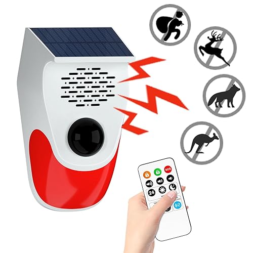 XYszpcgs Outdoor Motion Sensor Noise Maker with 8 Replaceable Recording,Motion Detector Alarm,Three Levels of Adjustable Volume,Three Operating