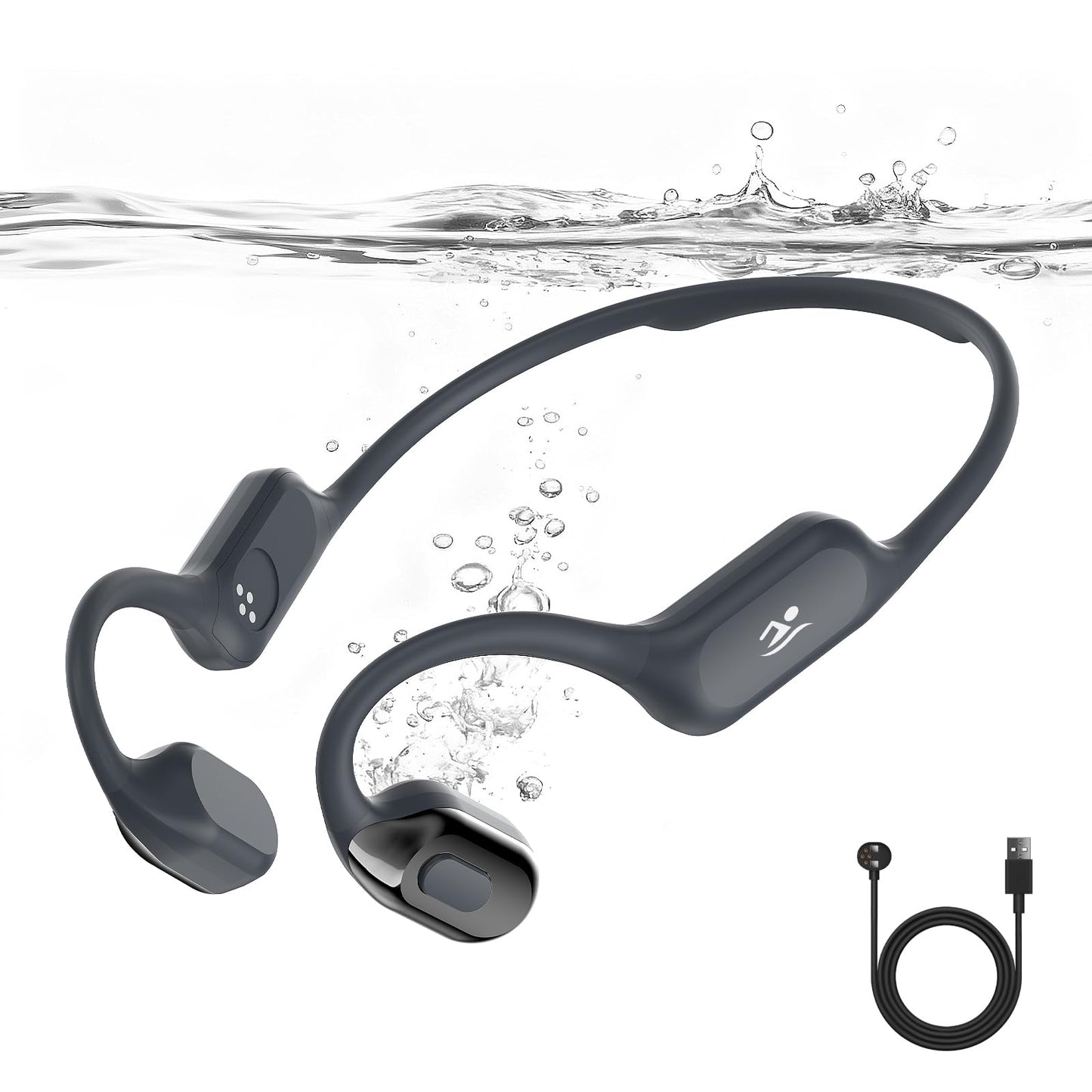Swimming Bone Conduction Headphones with Night Safety Light, IP68 Waterproof 32G MP3 Memory, Soft Silicone Underwater Headphones,Submersible Sport…