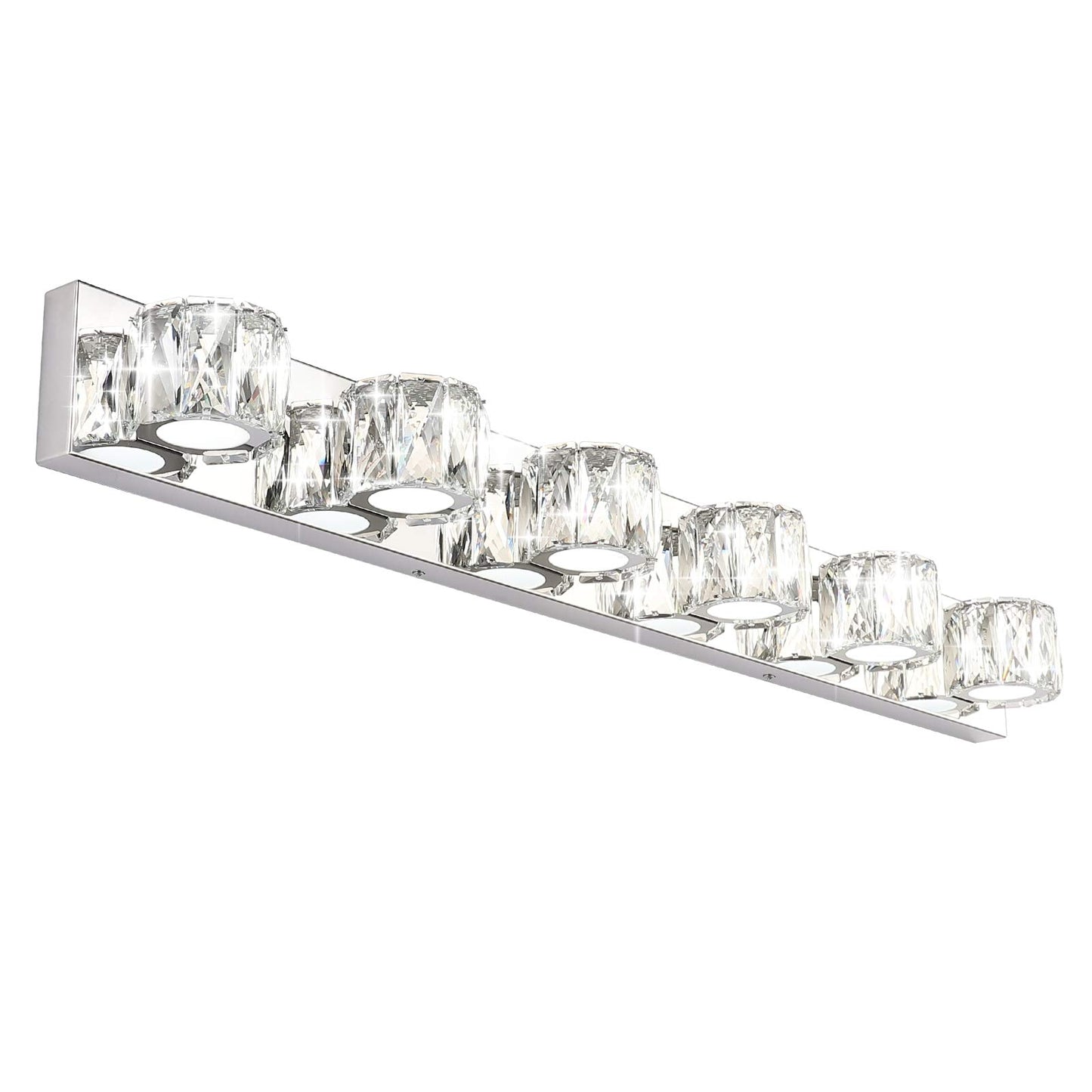 Aipsun 6 Lights 41in Crystal Vanity Lights Over Mirror Long Bathroom Lighting Fixture Modern LED Vanity Light for Bathroom,White Light 6000K
