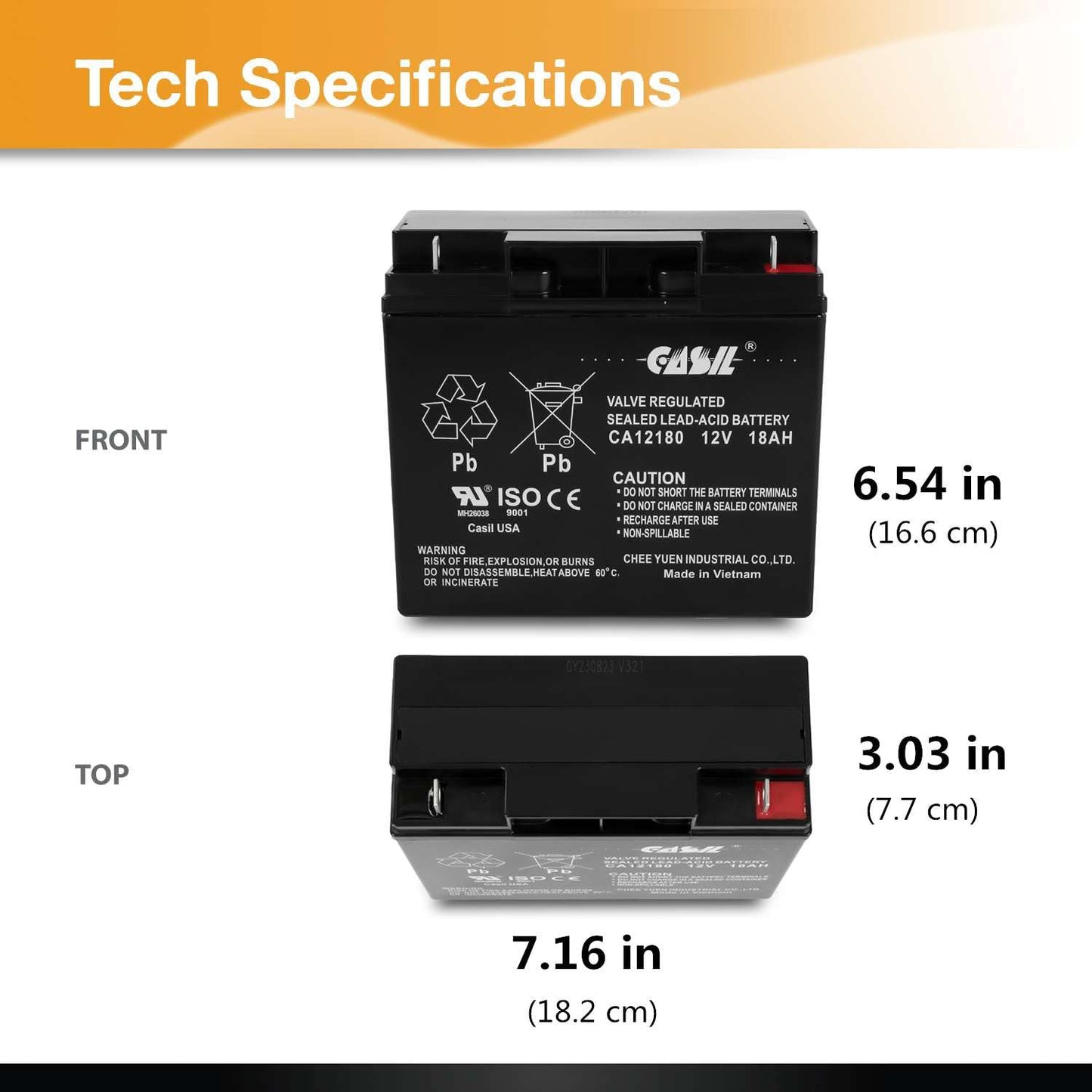 Casil 12V 18Ah Generator Battery - Replacement for Troy-Bilt XP 7000, 7000 Series Generators - Reliable 12V SLA Power