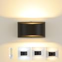 SHIWEIDA Black Modern LED Wall Sconces,Hardwired Wall Sconces with 3 Color Dimmable Indoor Up and Down Wall Mount Light Hardwired Indoor Wall