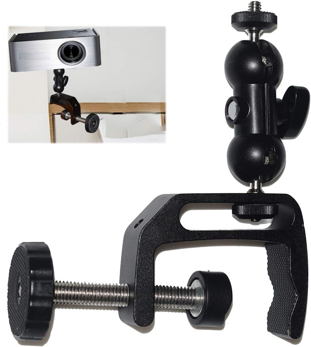 2-Be-Best Mini Projector Mount, Articulating Clamp Mount, 360 Flexible, Compatible with Projector, Camera, LED Light, 1 Year Warranty