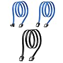 DCNETWORK SATA Cable III, 3 Pack SATA Cable III 6Gbps 90 Degree Right Angle with Locking Latch 18 Inch for SATA HDD, SSD, CD Driver, CD Writer